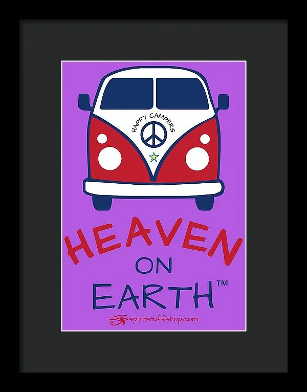 Vw Happy Camper Heaven On Earth - Framed Print