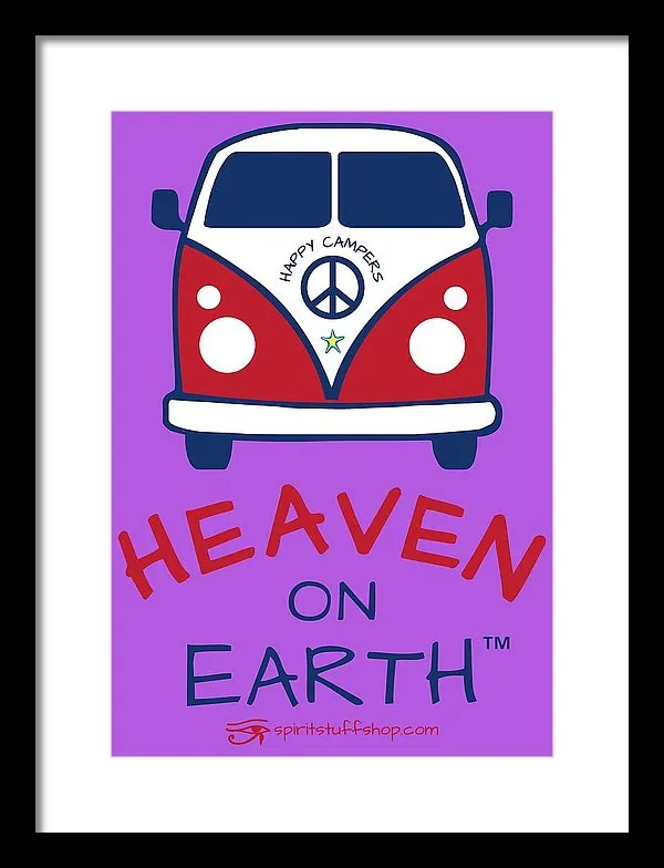 Vw Happy Camper Heaven On Earth - Framed Print