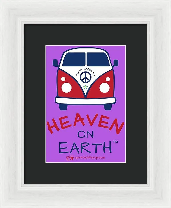 Vw Happy Camper Heaven On Earth - Framed Print