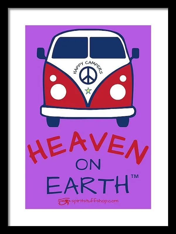 Vw Happy Camper Heaven On Earth - Framed Print