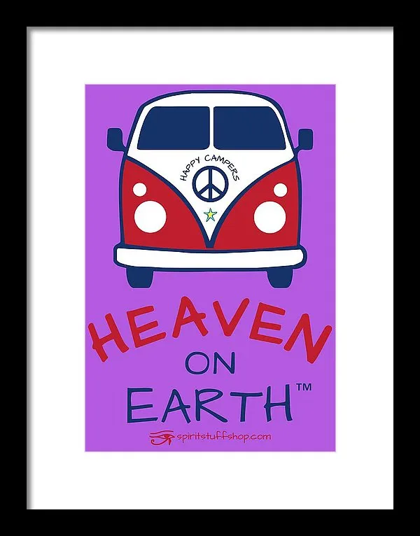 Vw Happy Camper Heaven On Earth - Framed Print