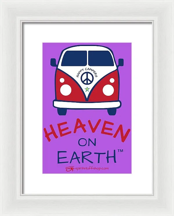 Vw Happy Camper Heaven On Earth - Framed Print