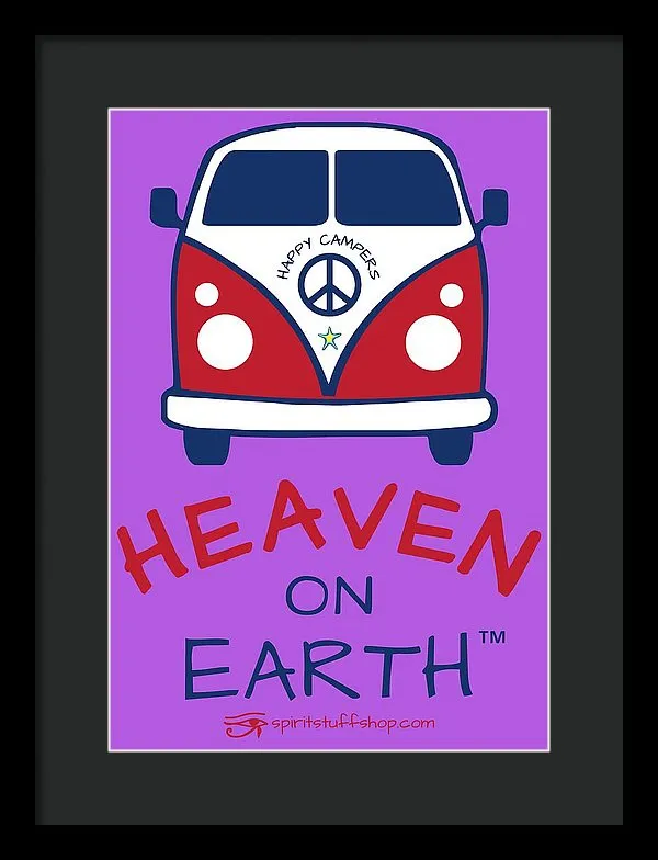 Vw Happy Camper Heaven On Earth - Framed Print