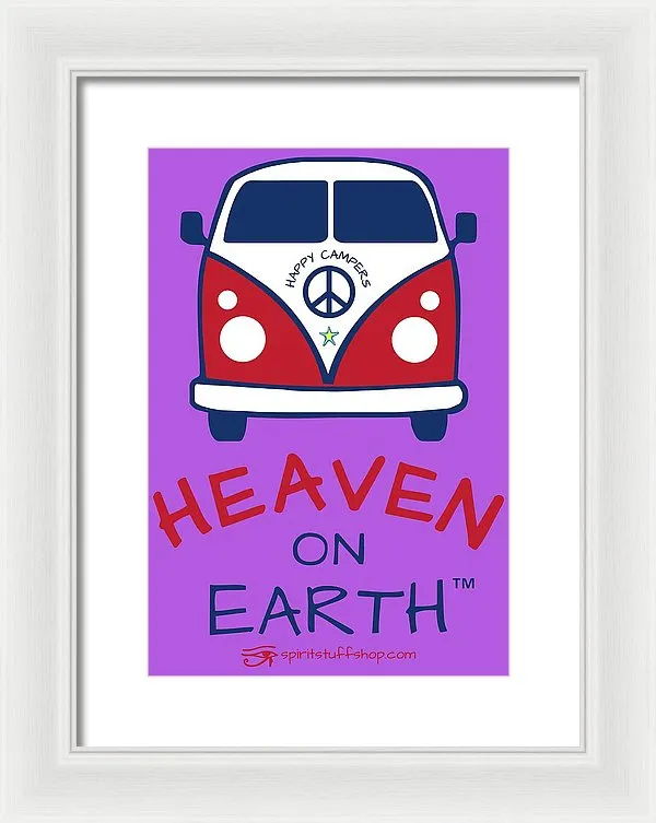 Vw Happy Camper Heaven On Earth - Framed Print