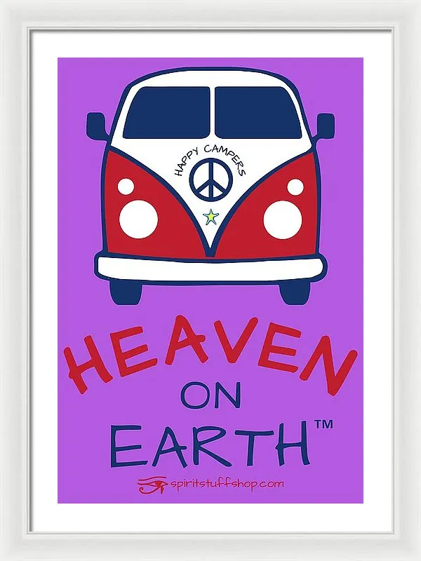 Vw Happy Camper Heaven On Earth - Framed Print