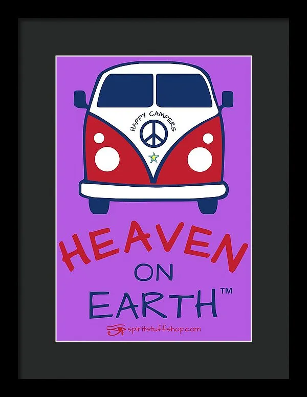 Vw Happy Camper Heaven On Earth - Framed Print