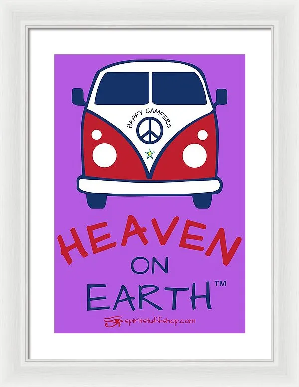 Vw Happy Camper Heaven On Earth - Framed Print