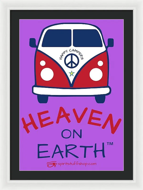 Vw Happy Camper Heaven On Earth - Framed Print