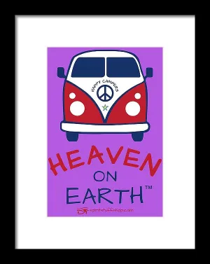 Vw Happy Camper Heaven On Earth - Framed Print