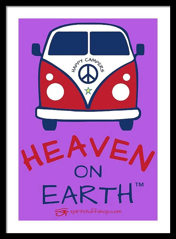 Vw Happy Camper Heaven On Earth - Framed Print