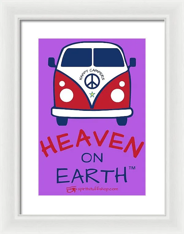 Vw Happy Camper Heaven On Earth - Framed Print