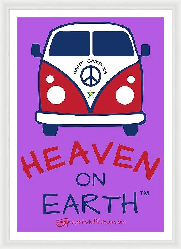 Vw Happy Camper Heaven On Earth - Framed Print