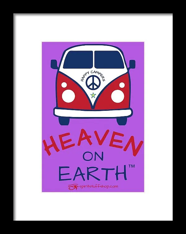 Vw Happy Camper Heaven On Earth - Framed Print