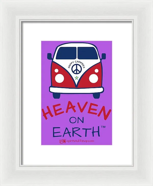 Vw Happy Camper Heaven On Earth - Framed Print