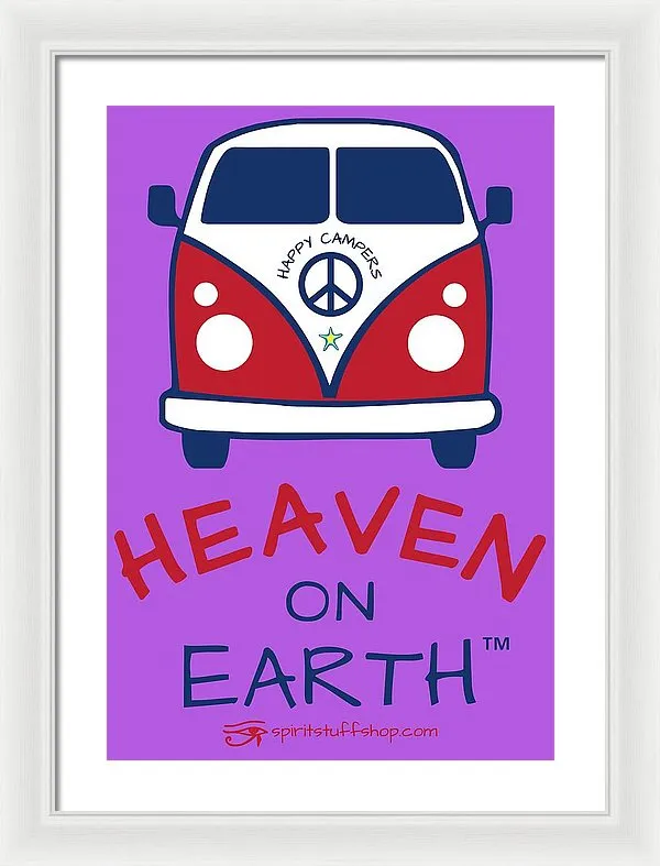 Vw Happy Camper Heaven On Earth - Framed Print