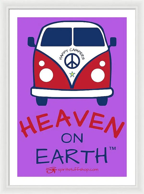 Vw Happy Camper Heaven On Earth - Framed Print