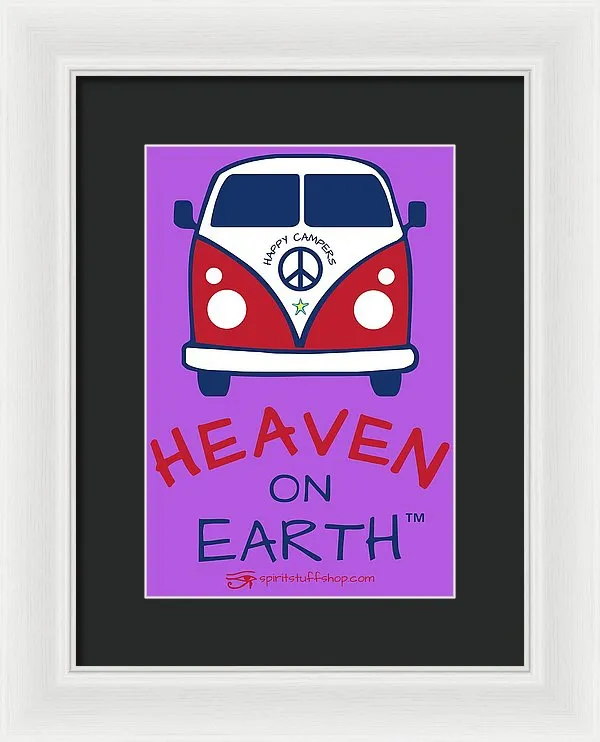 Vw Happy Camper Heaven On Earth - Framed Print