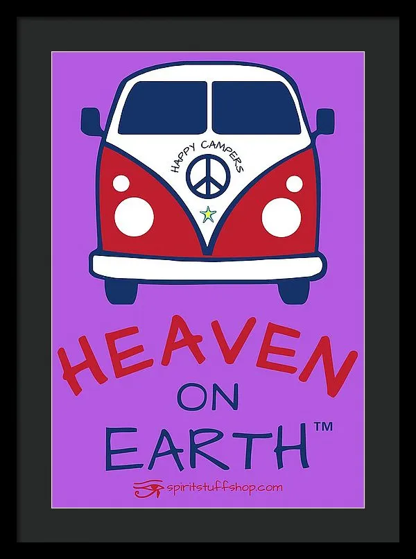 Vw Happy Camper Heaven On Earth - Framed Print