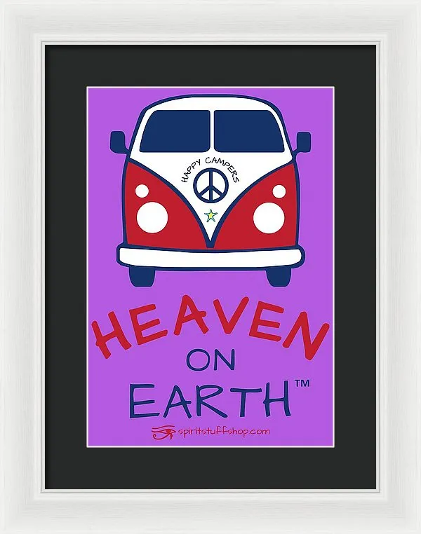 Vw Happy Camper Heaven On Earth - Framed Print