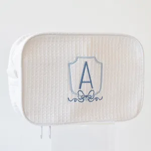 Waffle Weave Initial Cosmetic Bag