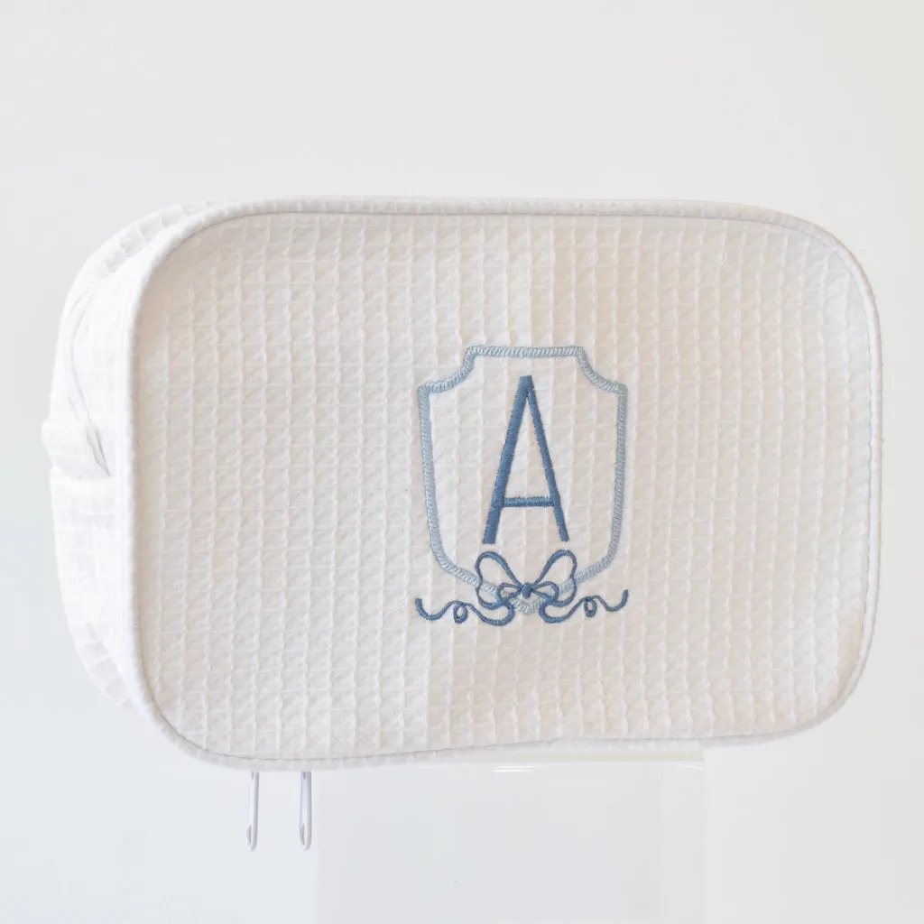 Waffle Weave Initial Cosmetic Bag