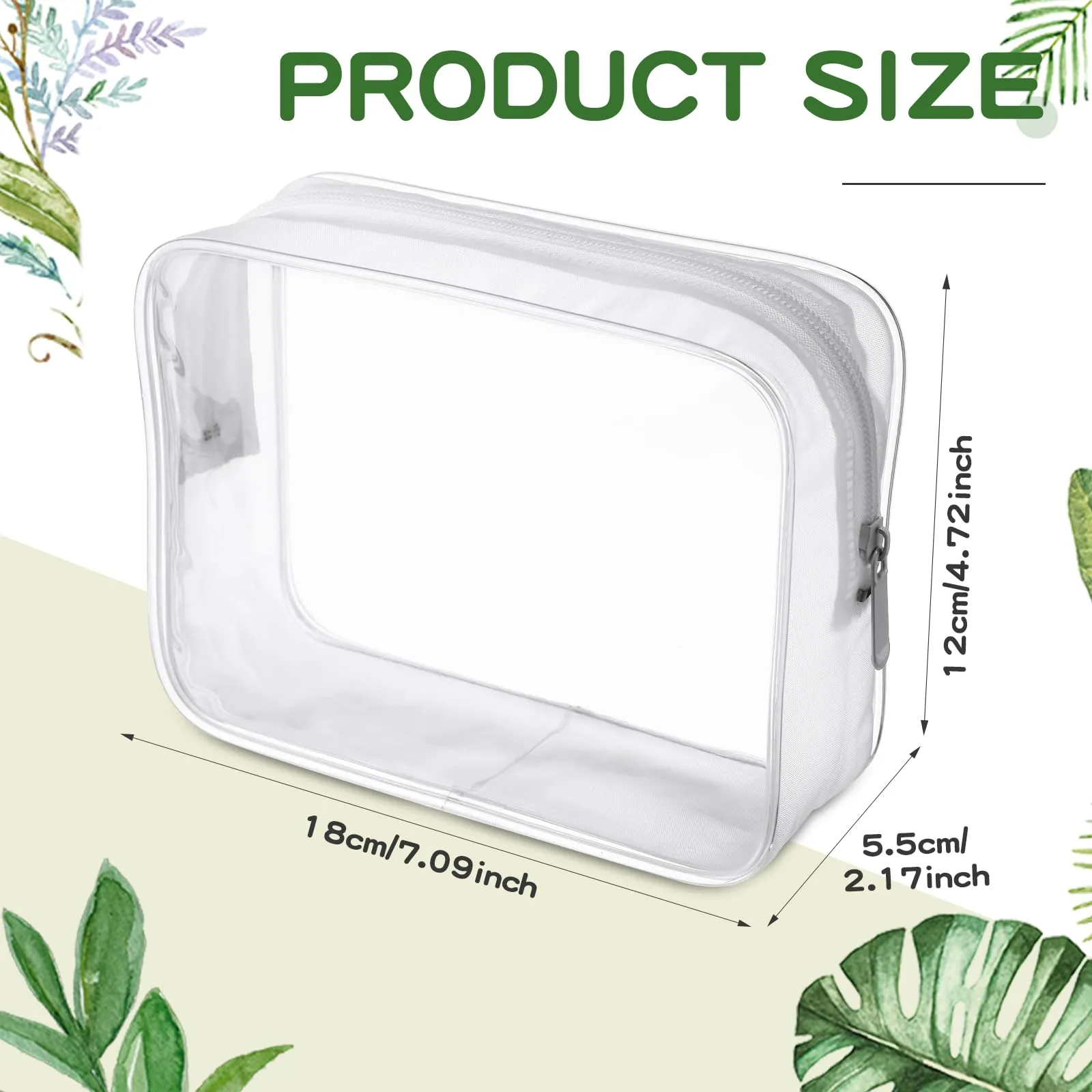 Weewooday 12 Pieces Clear Cosmetics Bag PVC Zippered Clear Toiletry Carry Pouch Cosmetic Makeup Bag Waterproof Makeup Vinyl Plastic Organizer Case for Vacation Bathroom(Grey,Medium)