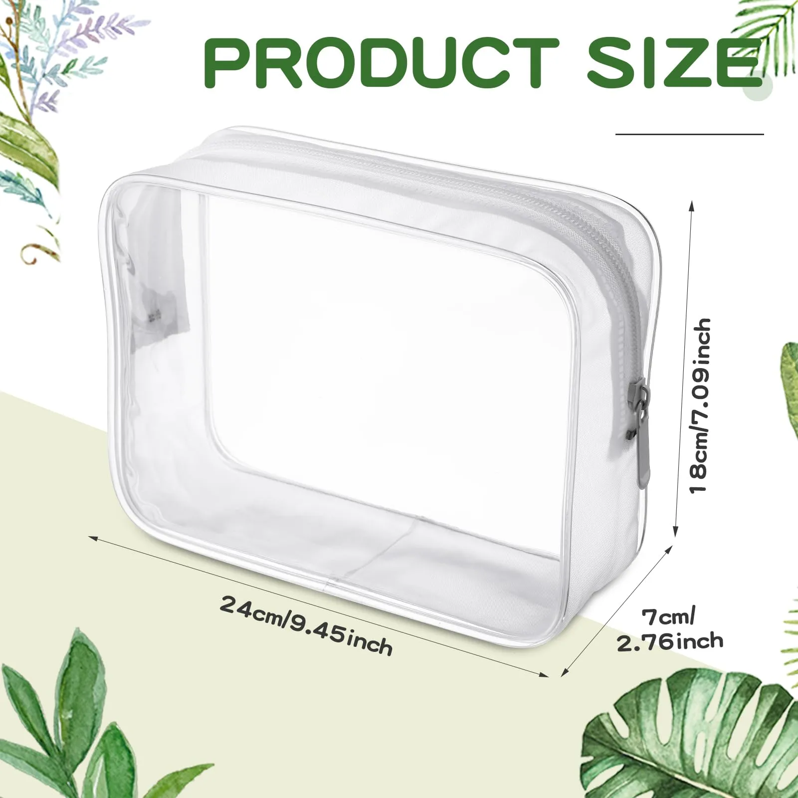 Weewooday 12 Pieces Clear Cosmetics Bag PVC Zippered Clear Toiletry Carry Pouch Cosmetic Makeup Bag Waterproof Makeup Vinyl Plastic Organizer Case for Vacation Bathroom(Matte White,Large)