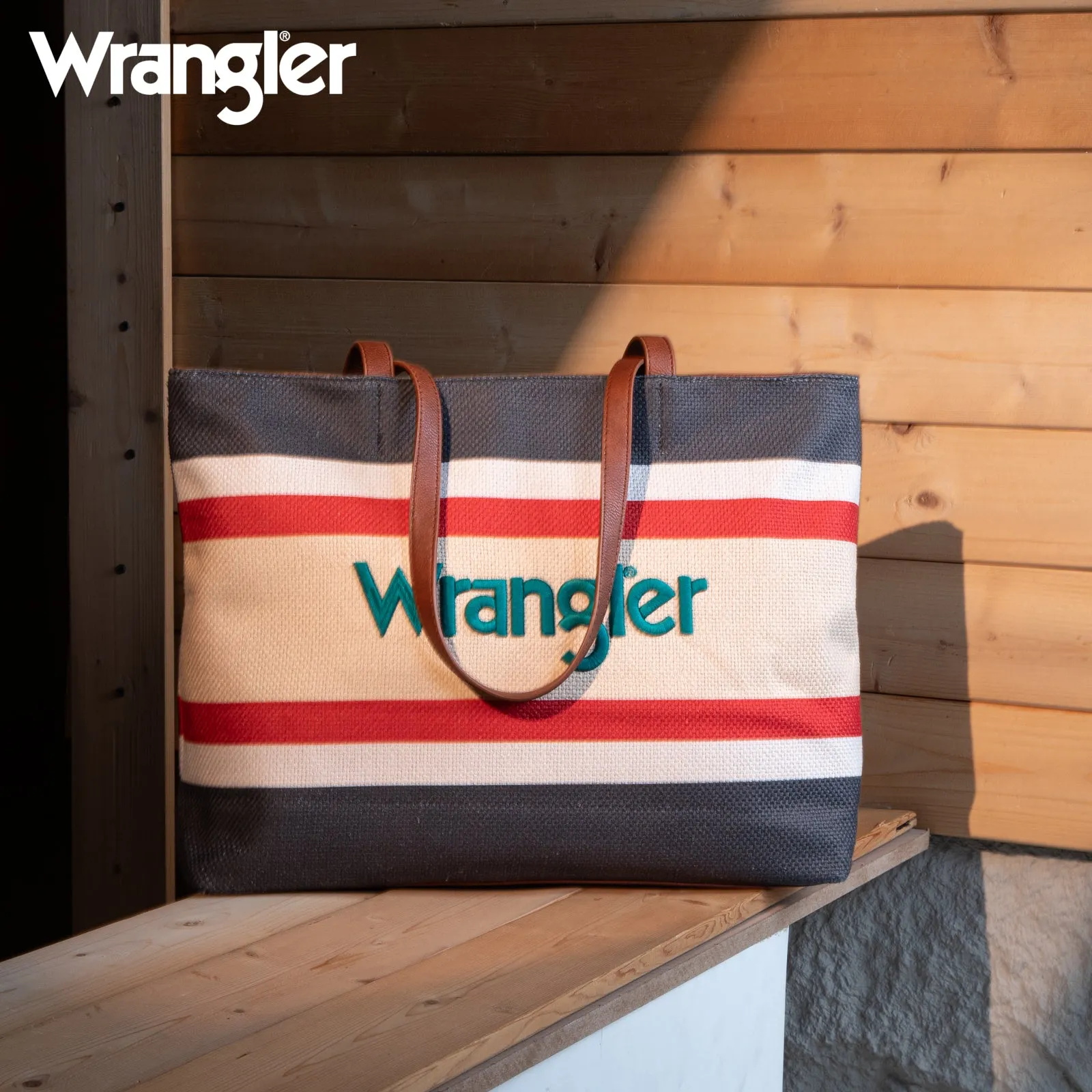 WG159-8112 Wrangler Aztec Pattern Dual Sided Print Canvas Tote Bag - Black