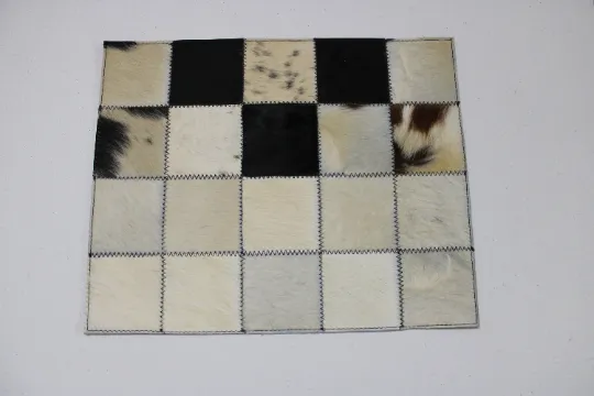 White Cream & Brown Cowhide Placemats 15"x12" Single or in set of 2, 4 or 6