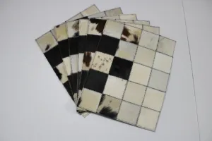 White Cream & Brown Cowhide Placemats 15"x12" Single or in set of 2, 4 or 6