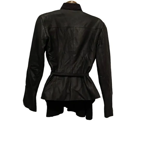 White House Black Market WHBM Open Front Cardigan Sweater with Leather &amp; K215nit