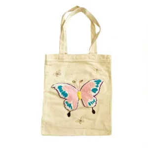 Women Canvas Bag Punch Needle Butterflies