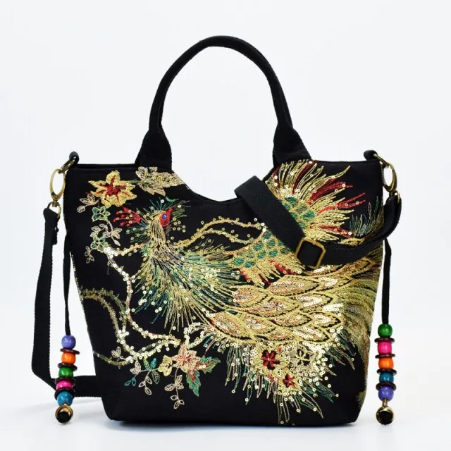 Women Shoulder Bag Peacock Ethnic Style
