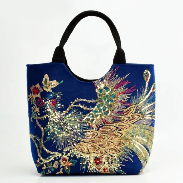 Women Shoulder Bag Peacock Ethnic Style