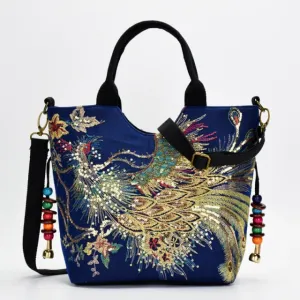 Women Shoulder Bag Peacock Ethnic Style