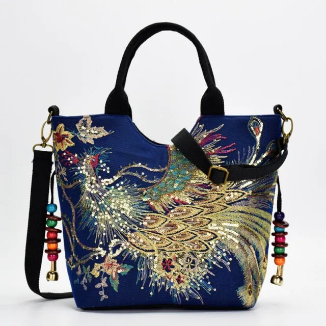 Women Shoulder Bag Peacock Ethnic Style