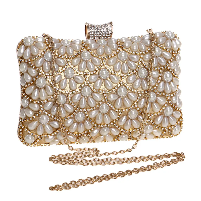 Women's Fashion Crystal Beaded Clutch Bags -Red,Black,White,Gold,Blue,Silver,Black