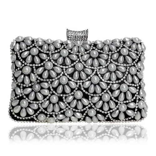 Women's Fashion Crystal Beaded Clutch Bags -Red,Black,White,Gold,Blue,Silver,Black