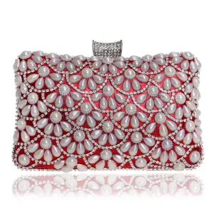Women's Fashion Crystal Beaded Clutch Bags -Red,Black,White,Gold,Blue,Silver,Black