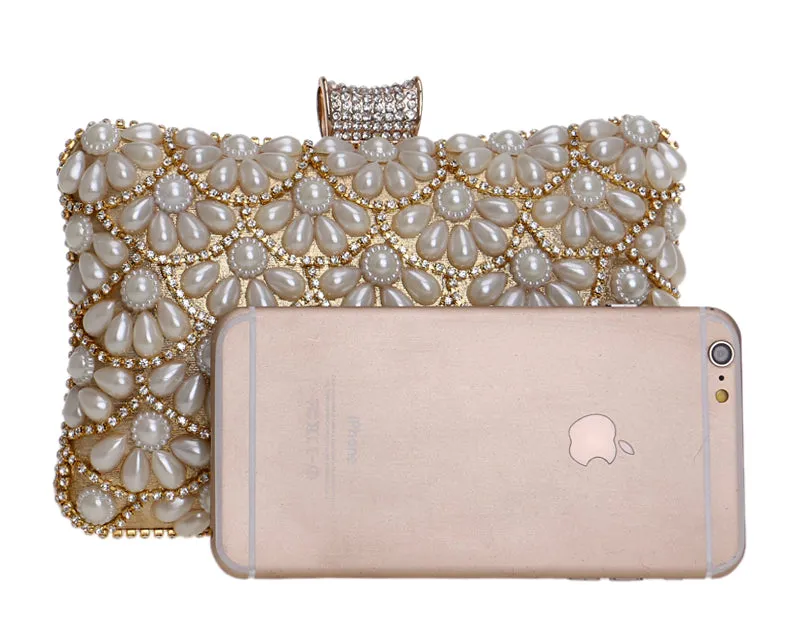 Women's Fashion Crystal Beaded Clutch Bags -Red,Black,White,Gold,Blue,Silver,Black