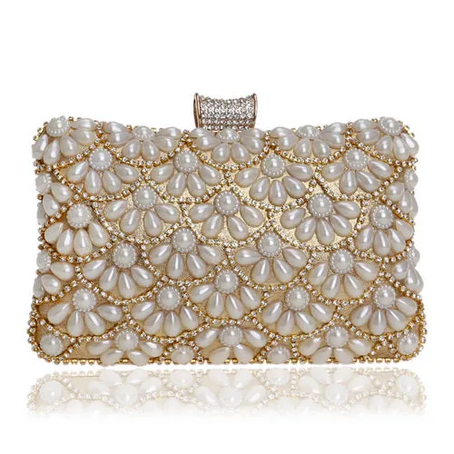 Women's Fashion Crystal Beaded Clutch Bags -Red,Black,White,Gold,Blue,Silver,Black