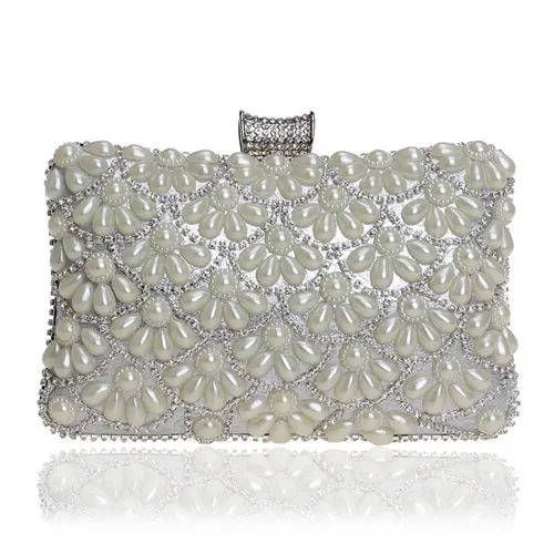 Women's Fashion Crystal Beaded Clutch Bags -Red,Black,White,Gold,Blue,Silver,Black