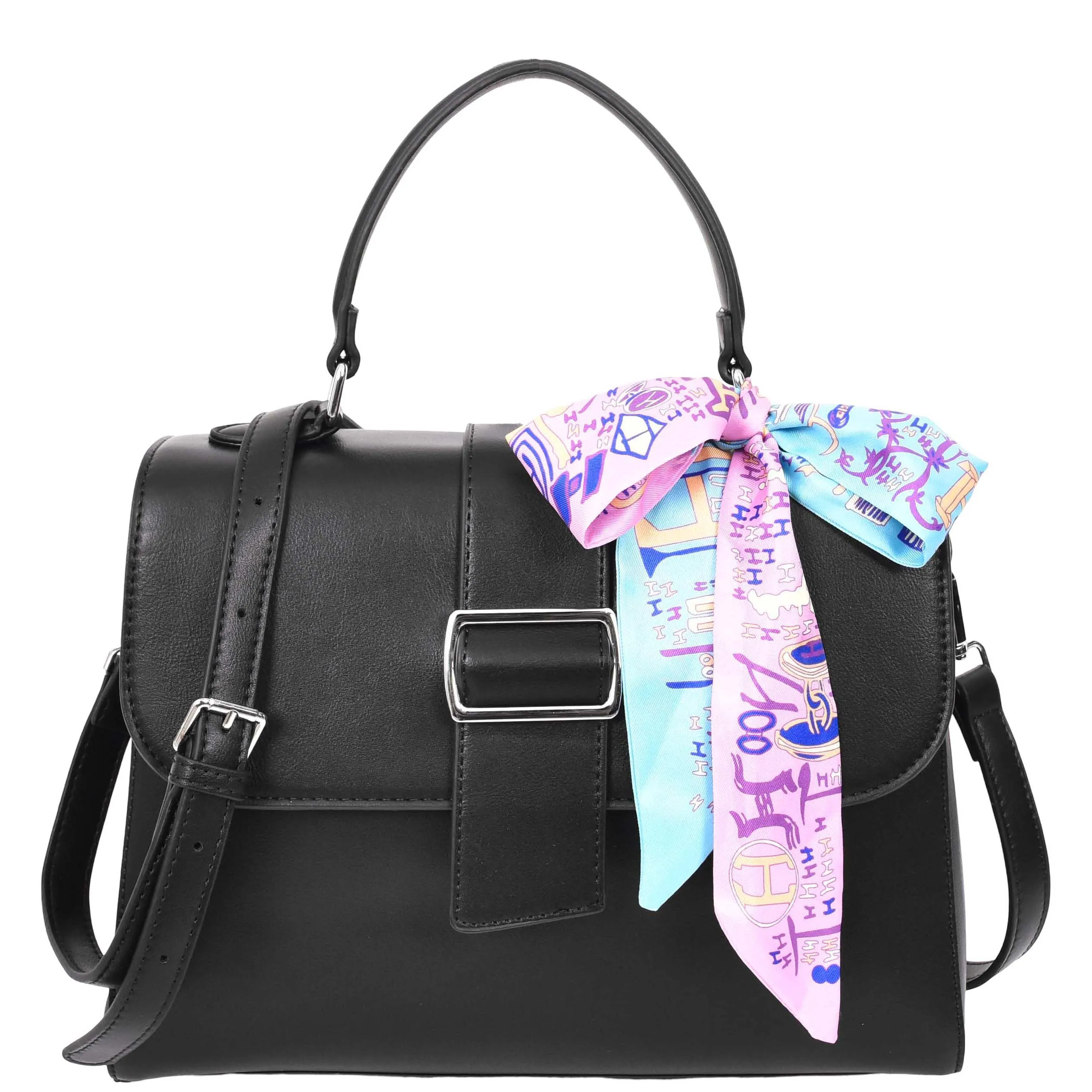 Womens Handbag Faux Leather Top Handle Doctors Bag Outgoing Fashion Tote A897 Black