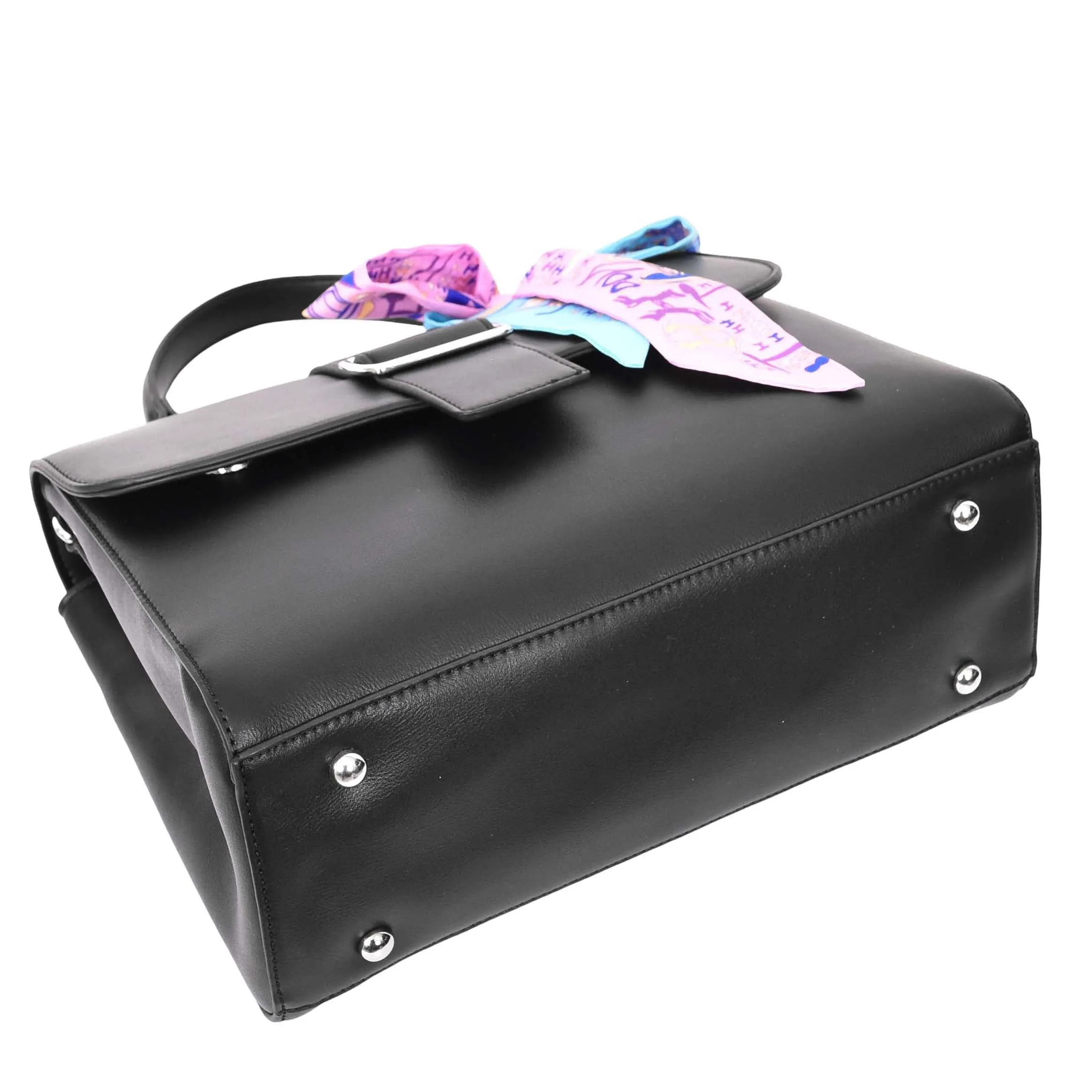 Womens Handbag Faux Leather Top Handle Doctors Bag Outgoing Fashion Tote A897 Black