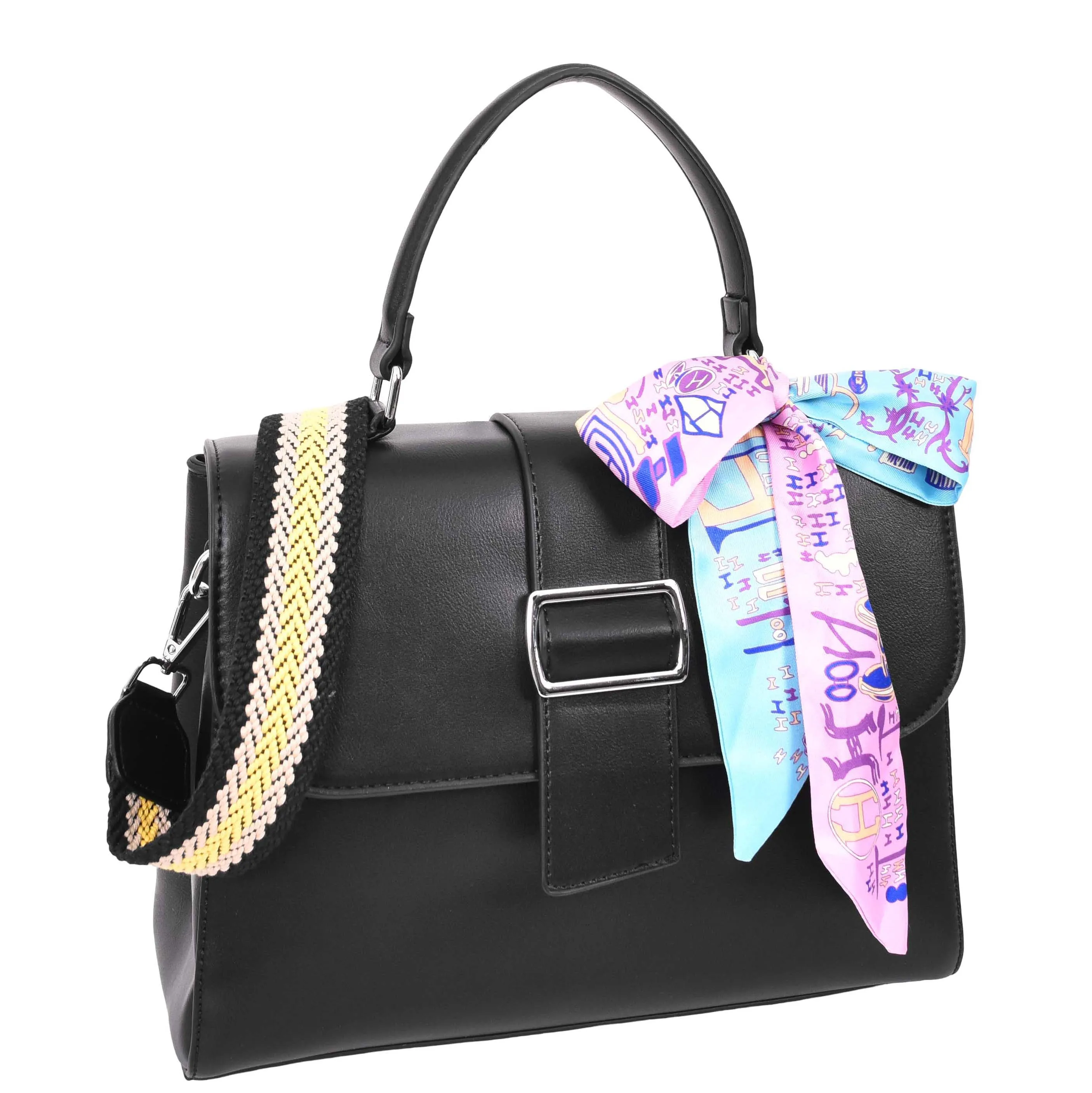 Womens Handbag Faux Leather Top Handle Doctors Bag Outgoing Fashion Tote A897 Black
