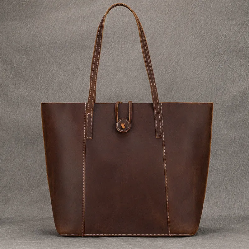 Women's Leather Commuter Hand-carrying Bag Large Capacity