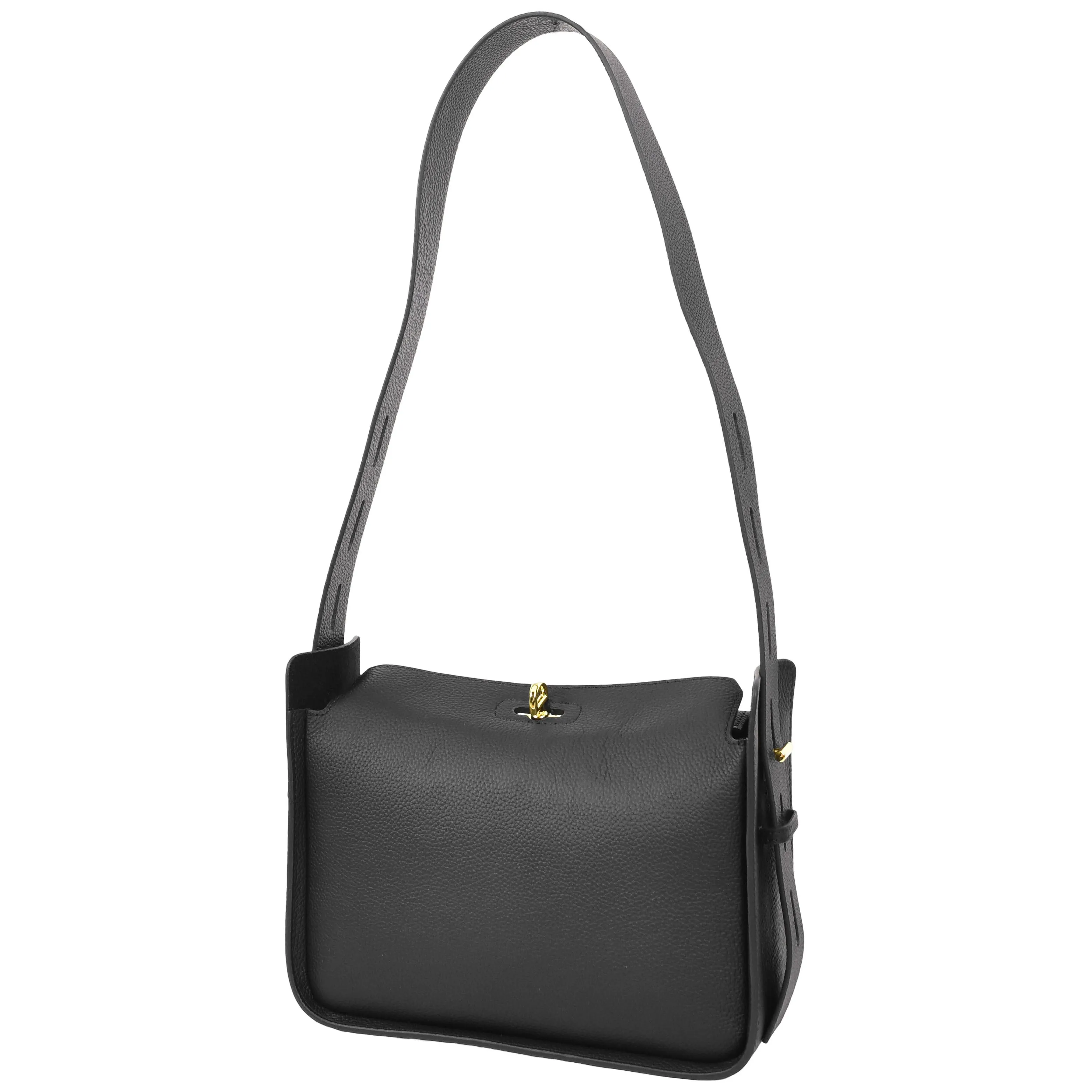 Womens Real Leather Shoulder Bag Casual Box Shape Hobo Handbag A060 Black