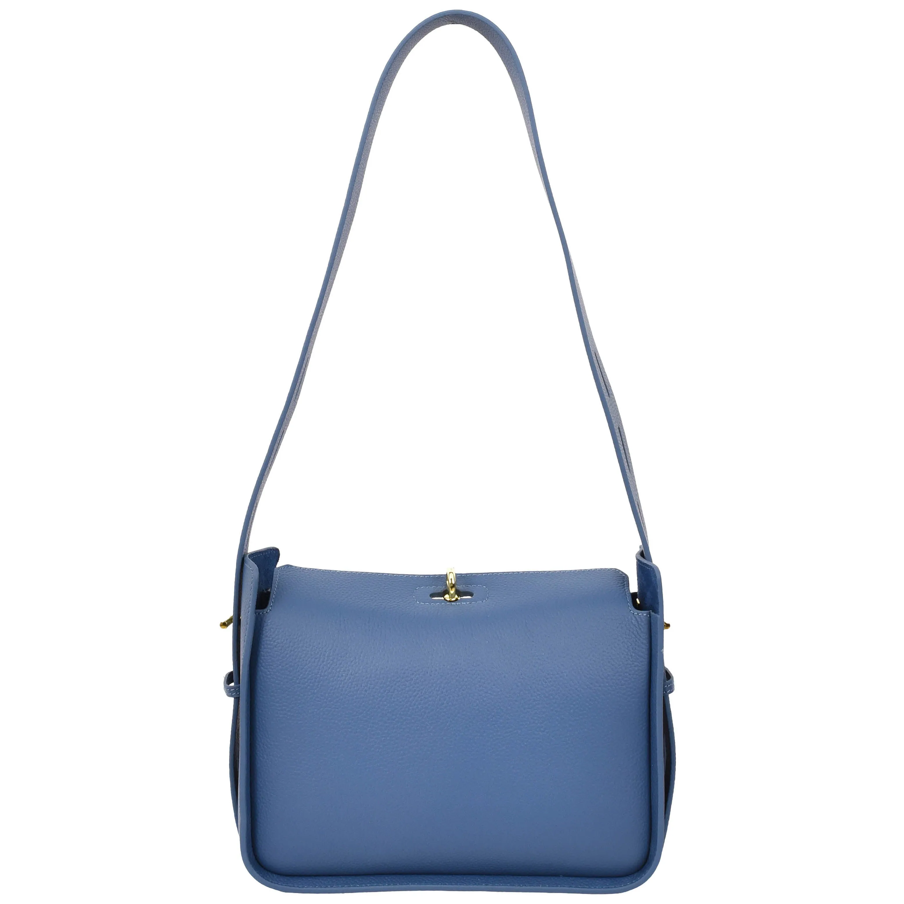 Womens Real Leather Shoulder Bag Casual Box Shape Hobo Handbag A060 Blue