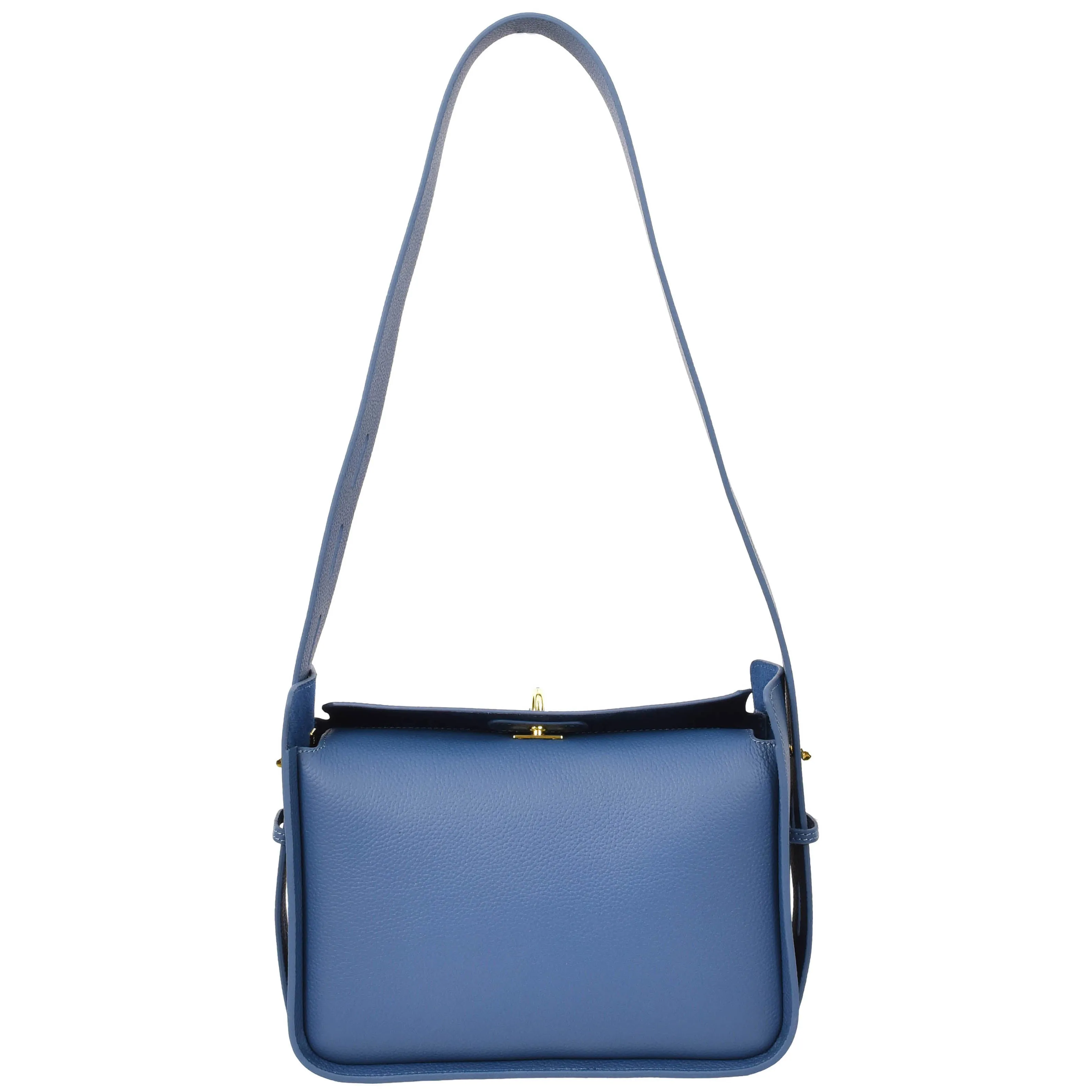 Womens Real Leather Shoulder Bag Casual Box Shape Hobo Handbag A060 Blue