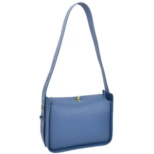 Womens Real Leather Shoulder Bag Casual Box Shape Hobo Handbag A060 Blue